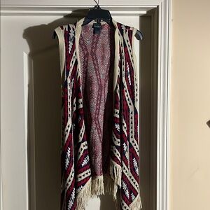 Tribal Pattern Fringe Vest